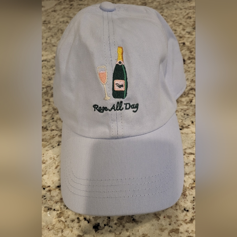 NWOT David and Young Light Blue 'Rosé All Day' Baseball Cap. Preppy